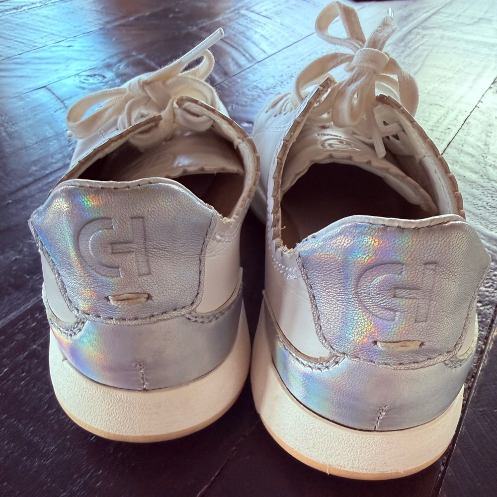 Cole Haan Women's Cream White Lace-Up Leather Sneakers - Picture 2 of 7
